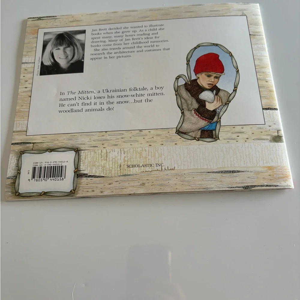 The Mitten Illustrated Children's Book - White/Cream with Red Title- paperback